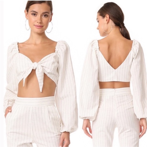 STONE COLD FOX LINEN STRIPE SET HONEYMOON BRIDAL WINERY VACATION SELENA GOMEZ - Picture 3 of 8